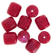 Perle tubolari di resina opaca 12x11 mm - Brillantini rosso scuro x6