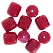 Perle tubolari di resina opaca 12x11 mm - Brillantini rosso scuro x6