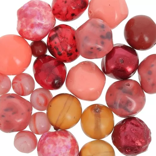 Assortimento di perle di Boemia - Multi rosso - Corallo x50g