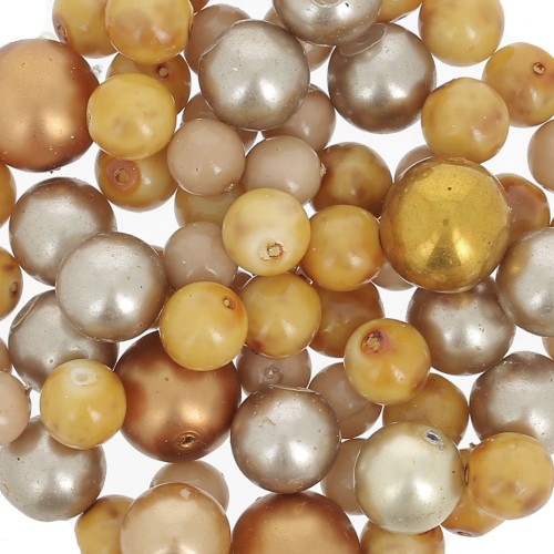 Assortimento di perle di Boemia - Marrone - Oro x50g