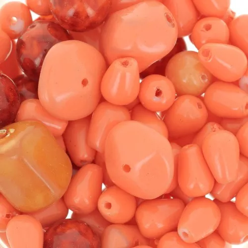 Assortimento di perle di Boemia - Mix Arancione x50g