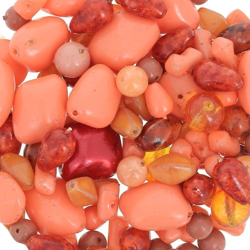 Assortimento di perle di Boemia - Mix Arancione - Rosso x50g