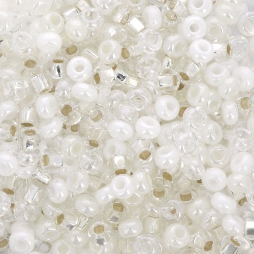 Preciosa Perle di semi 8/0 3 mm - Mix Bianco - Cristallo x20g