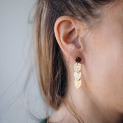 Orecchini pendenti martellato 43x11 mm - Acciaio inossidabile 316L dorato x2