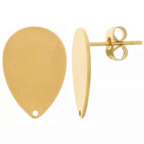 Orecchini goccia 17,5x12 mm con foro - Acciaio inossidabile 304 dorato x2