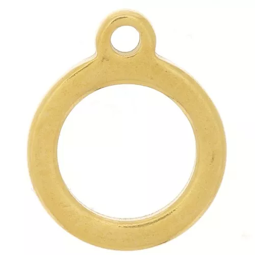 Pendente rotondo scavato 10 mm - Acciaio inossidabile 304 dorato x1