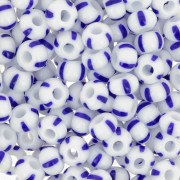 Preciosa Perla a righe 4/0 5,1 mm - Bianco - Blu x20g