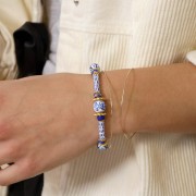 Preciosa Perla a righe 4/0 5,1 mm - Bianco - Blu x20g