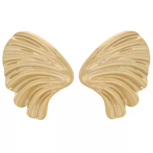 Orecchini con design a pieghe 31x24 mm - Acciaio inossidabile 304L dorato x2