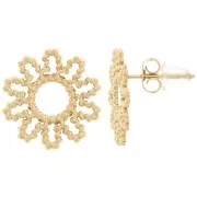 Orecchini con fiore a margherita 15 mm effetto ritorto - Acciaio inox304 dorato x2