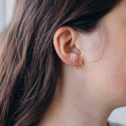 Orecchini cerchio aperti e ritorti 12 mm con pallina - Acciaio inox304L dorato x2