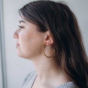 Orecchini cerchio aperto da 56 mm con catena e palline - Acciaio inossidabile 304L x2