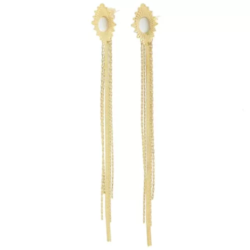 Orecchini con cabochon pietra 98x13 mm - Acciaio inossidabile 304L dorato x2
