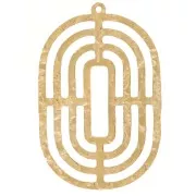 Pendenti ovali martellati 35x23 mm - Acciaio inossidabile 316L dorato x2