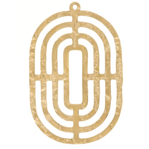 Pendenti ovali martellati 35x23 mm - Acciaio inossidabile 316L dorato x2