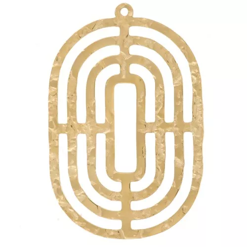 Pendenti ovali martellati 35x23 mm - Acciaio inossidabile 316L dorato x2