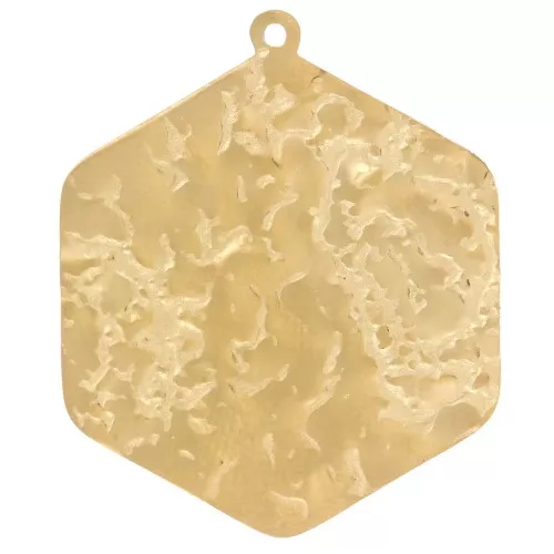 Pendenti esagonali martellati 28,5x24mm -Acciaio inossidabile 316L dorato x2