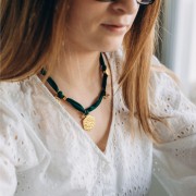 Pendenti esagonali martellati 28,5x24mm -Acciaio inossidabile 316L dorato x2