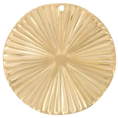 Pendente rotondo a effetto plissettato 32 mm - Acciaio inossidabile 304L dorato x1