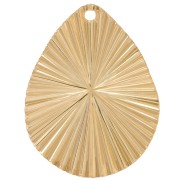Pendente goccia 31x24 mm a effetto plissettato-Acciaio inossidabile 304L dorato x1
