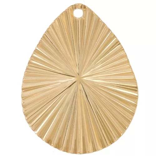 Pendente goccia 31x24 mm a effetto plissettato-Acciaio inossidabile 304L dorato x1