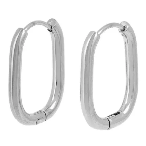 Orecchini a cerchio ovale 21x15 mm - acciaio inox 304L x2