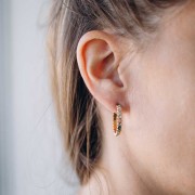 Orecchini cerchio aperti da 25mm con resina e strass -Acciaio inox304L dorato x2