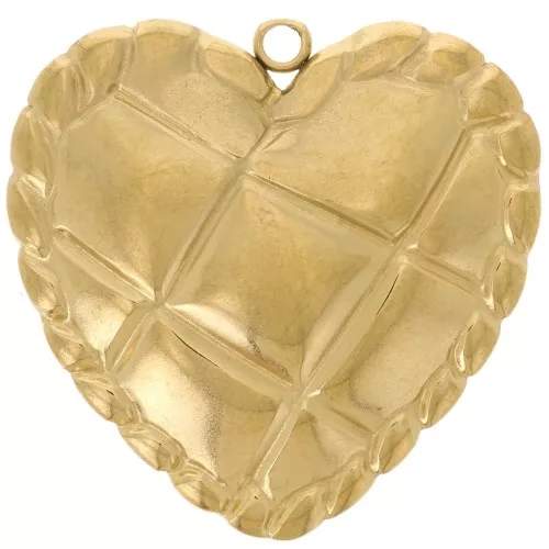 Pendente cuore da 22 mm -Effetto trapuntato -Acciaio inossidabile 304L dorato x1
