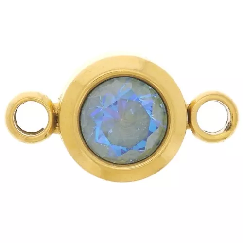 Distanziatore per pietre di nascita 6 mm CZ - Dicembre - Acciaio inossidabile 304L Gold - Blu