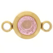 Distanziatore per pietre di nascita 6 mm CZ - Ottobre - Acciaio inossidabile 304L Gold - Rosa
