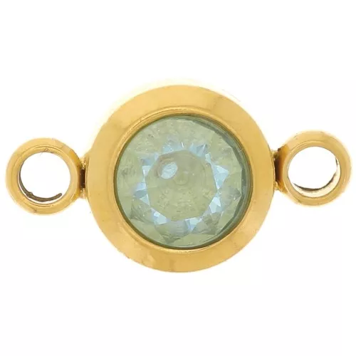 Distanziatore per pietre di nascita 6 mm CZ Mars - Acciaio inossidabile 304L Gold - Acquamarina