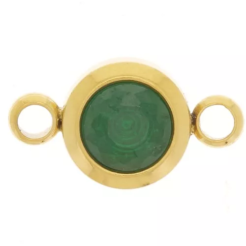 Distanziatore per pietre di nascita 6 mm CZ - Mai - Acciaio inossidabile 304L Gold - Emerald