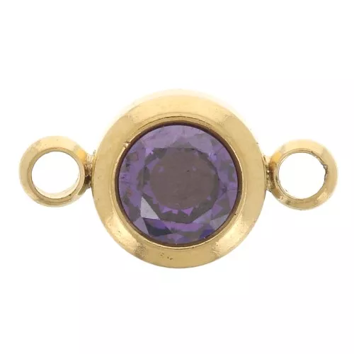 Distanziatore per pietre di nascita 6 mm CZ Février - Acciaio inossidabile 304L Gold - Ametista