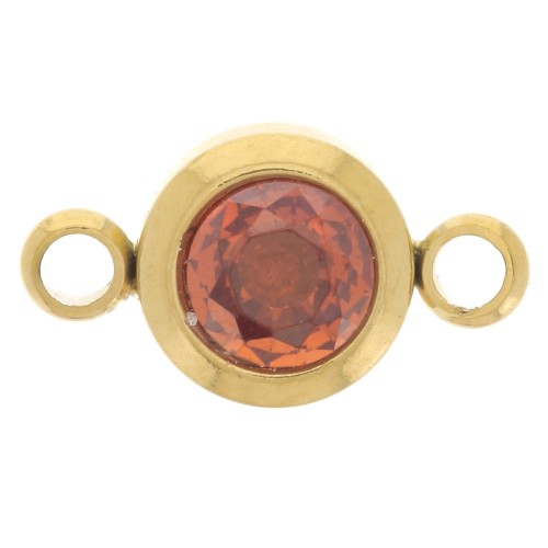 Distanziatore con pietra di nascita 6 mm CZ - Juillet - Acciaio inossidabile 304L Gold - Rubino