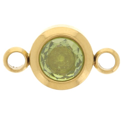 Distanziatore per pietre di compleanno 6 mm CZ - Agosto - Acciaio inossidabile 304L Gold - Peridoto