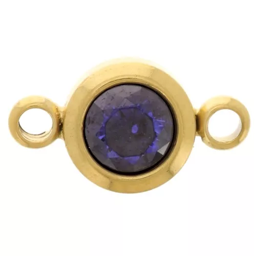 Distanziatore per pietre di nascita 6 mm CZ settembre - Acciaio inossidabile 304L Gold - Zaffiro