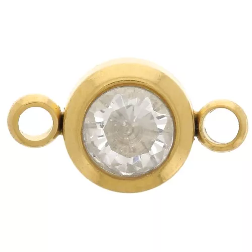 Distanziatore per pietre di nascita 6 mm CZ - Avril - Acciaio inossidabile 304L Gold - Cristallo