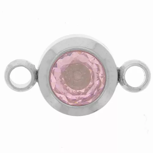 Distanziatore per pietre di nascita 6 mm CZ - Ottobre - Acciaio inossidabile 304L - Rosa