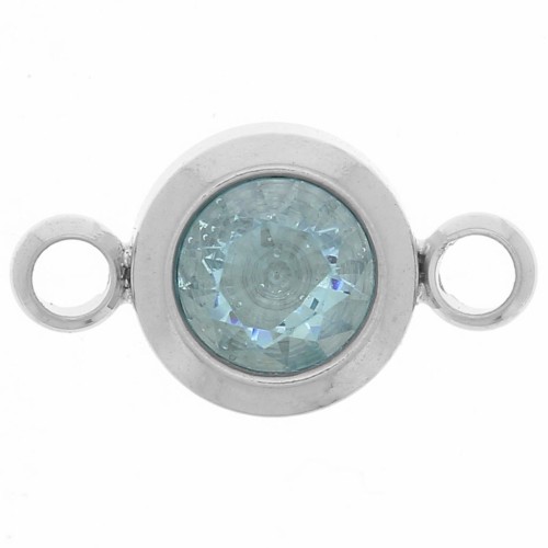 Distanziatore per pietre di nascita 6 mm CZ - Marte - Acciaio inossidabile 304L - Acquamarina