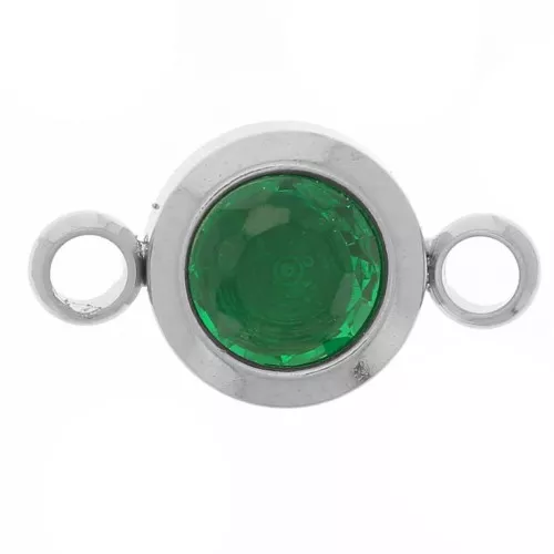 Distanziatore per pietre di nascita 6 mm CZ - Mai - Acciaio inossidabile 304L - Emerald