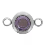 Distanziatore per pietre di nascita 6 mm CZ - Febbraio - Acciaio inossidabile 304L - Ametista