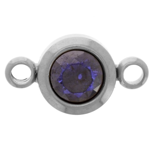 Distanziatore per pietre di nascita 6 mm CZ - Settembre - Acciaio inossidabile 304L - Zaffiro