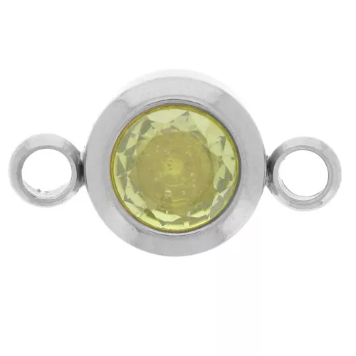 Distanziatore per pietre di nascita 6 mm CZ - Agosto - Acciaio inossidabile 304L - Peridoto