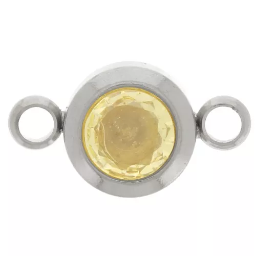 Distanziatore per pietre di nascita 6 mm CZ - Novembre - Acciaio inossidabile 304L - Topazio