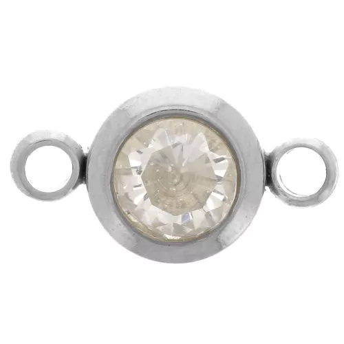 Distanziatore per pietre di nascita 6 mm CZ - Avril - Acciaio inossidabile 304L - Cristallo