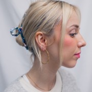 Orecchini a cerchio con maglia a specchio - 44 mm - Acciaio inox 304L dorato x2