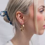 Orecchini a cerchio largo - 34 mm - acciaio inossidabile 304L satinato oro x2