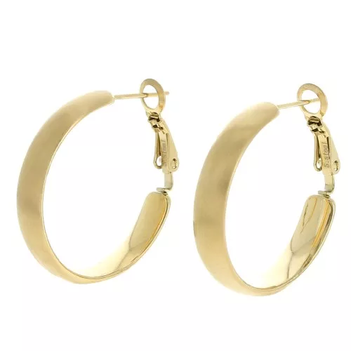 Orecchini a cerchio largo - 28 mm - acciaio inossidabile 304L satinato oro x2