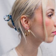 Orecchini a cerchio largo - 28 mm - acciaio inossidabile 304L satinato oro x2