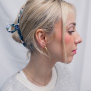 Orecchini cerchio nervato da 25 mm - Acciaio inox 304L dorato x2